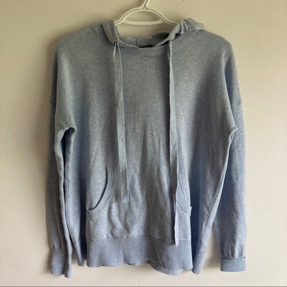 Elliott Lauren Cotton Cashmere Drawstring Hoodie with Front Pocket Sz XS Blue - Picture 2 of 9